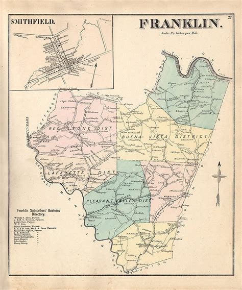 1872 Map Of Franklin Township Fayette County PA Smithfield Etsy