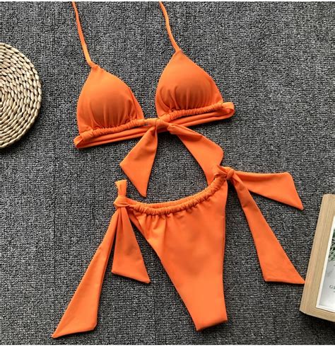 Free Shipping Women Summer Halter Lace Up Bikini Set Beachwear Outfiters Jkp