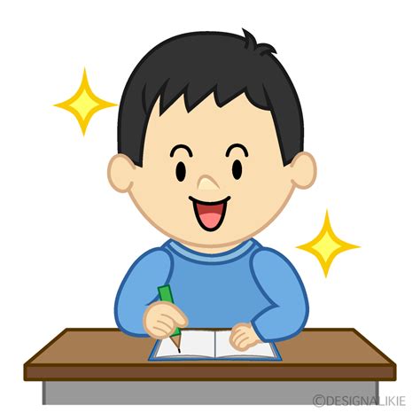 自信満々な勉強する男の子イラストのフリー素材｜イラストイメージ