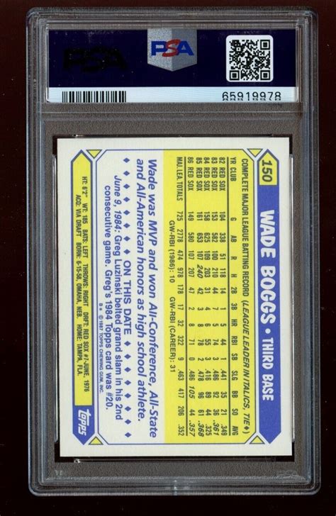 Topps Tiffany Wade Boggs Boston Red Sox Hof Psa Mint Ebay