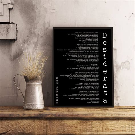 Art Print Framed Desiderata Poem Print Minimalist Poster Max | Etsy