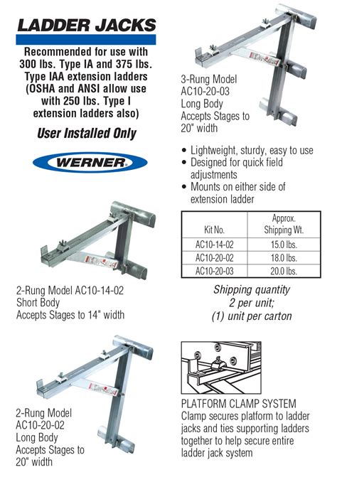 Werner Aluminum Ladder Jacks Industrial Ladder And Supply Co Inc