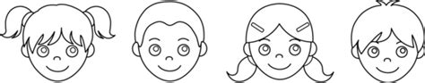 Childrens Faces Coloring Page Free Clip Art