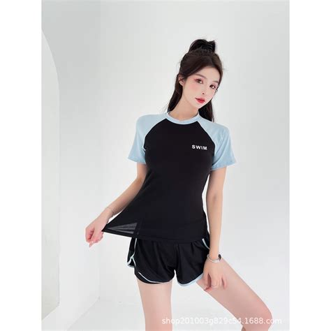 Mua Bikini nữ LUHAZO kín đáo Đùi ngắn Tay đi biển Hàn Quốc mảnh bigsize du lịch Đẹp Co