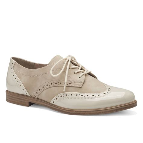 Jana Portland Wide Nude Patent Womens Brogues