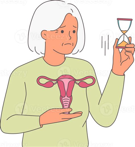 Menopause In Elderly Woman Experiencing Hormonal Imbalance Holding Model Of Uterus And