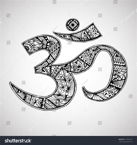 Ohm Om Aum Symbol Vector Hand Stock Vektor Royaltyfri