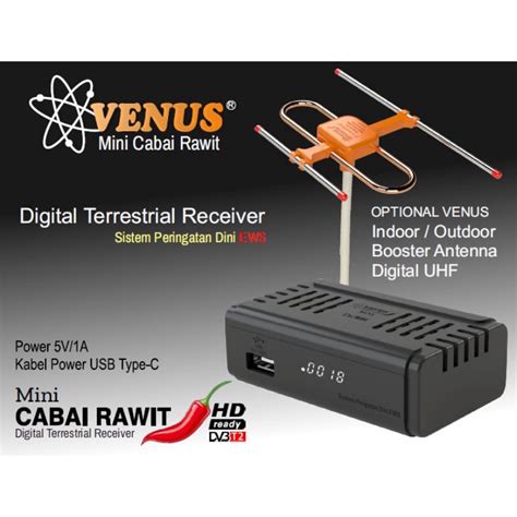 Jual Set Top Box Digital STB DVB T2 Venus Cabai Rawit Mini Packing