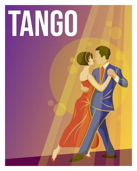 Hombre Y Mujer Bailando Concepto De Cartel De Tango Eps Vector Premium