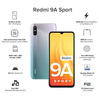 Redmi 9A Sport 32 GB, 2 GB RAM, Metallic Blue, Mobile Phone (Jio ...