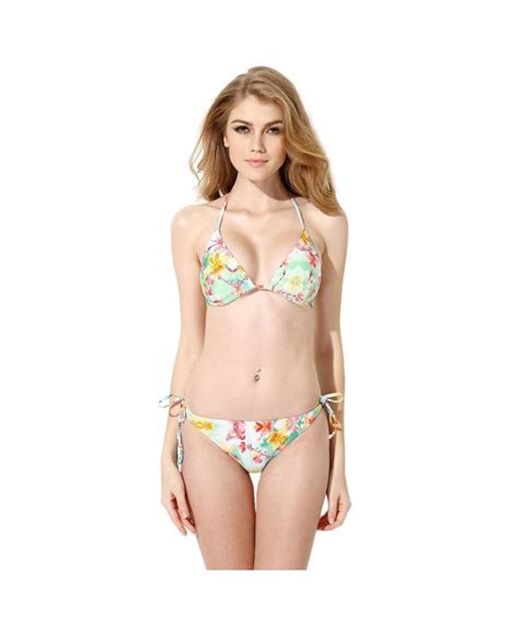 Women Sexy Floral Triangle Top With Bottom Bikini Swimsuits Swimwear Floral Cz Dt Jw