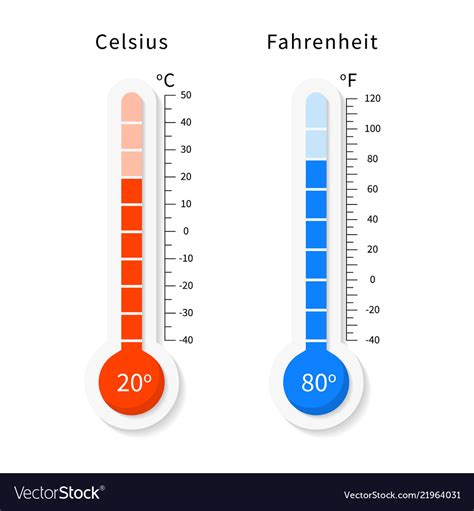 Celsius And Fahrenheit Meteorology Thermometers Vector Image