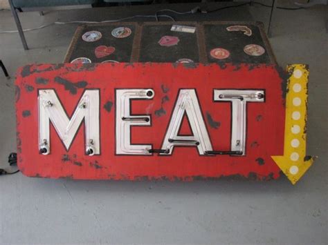 Meat Repro Neon Signs Vintage Signs Neon