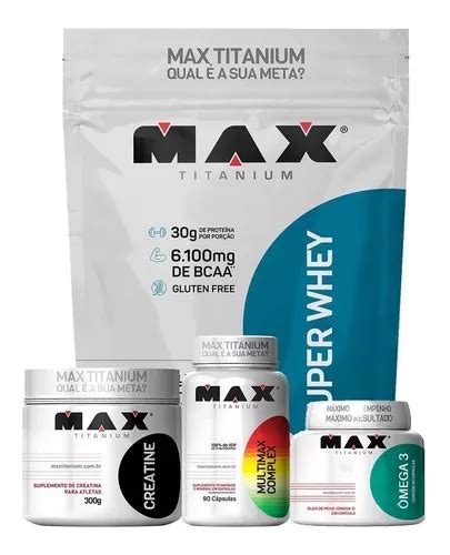 Combo Multimax Creatina Ômega 3 Super Whey Max Titanium