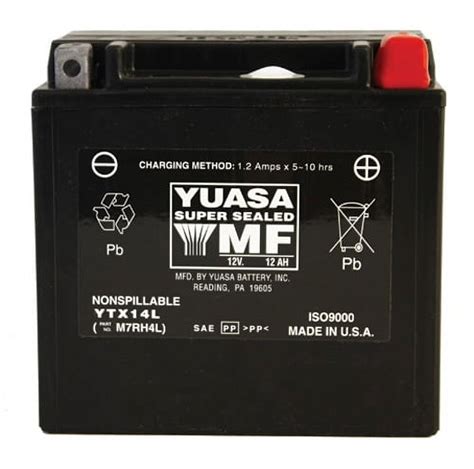 Free Shipping Yuasa Ytx14l Factory Activated Maintenance Free 12 Volt