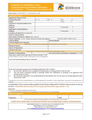Fillable Online Application For Stallholders Events Community Group