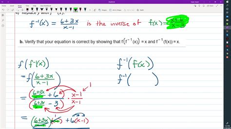 Inverse Functions Part 7 Confirm A Pair Of Rational Functions Are