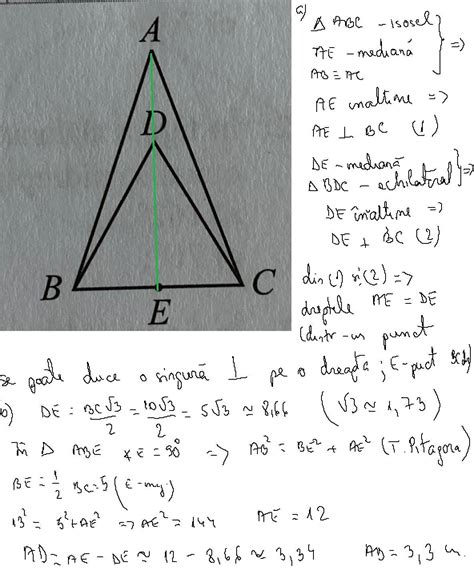 In Figura Alaturata Triunghiul ABC Este Isoscel AB AC 13 Cm