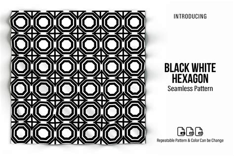 Black White Hexagon Pattern Graphic by simplecraftvector · Creative Fabrica