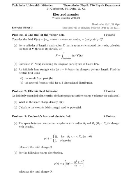 Sheet En Elektrodynamik Hausaufgaben Technische Universit T