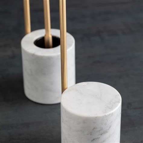 Toilet Brush Holder In White Torino Marble