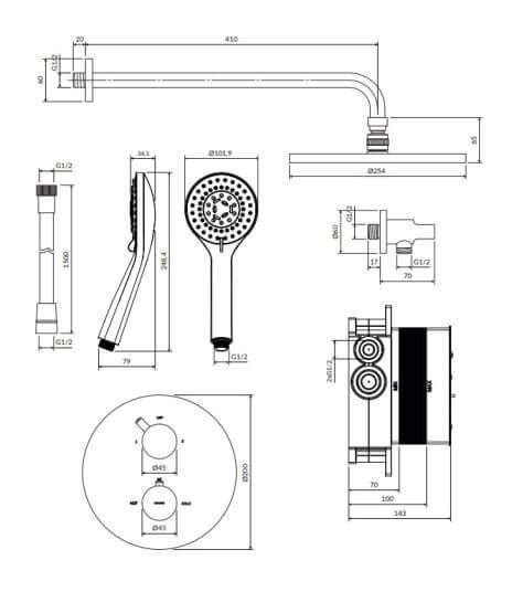 Termostatyczny System Prysznicowy Podtynkowy Y Grafit Sysyt Glb Omnires