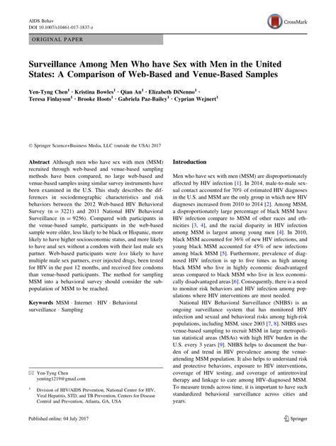 PDF Surveillance Among Men Who Have Sex With Men In The United States A Comparison Of Web