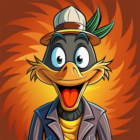 Premium Vector | A cartoon of a duck wearing a hat that says duck