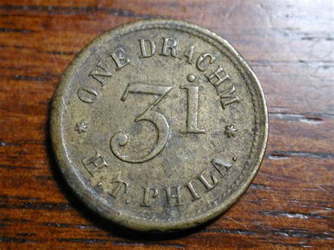 One Drachm 3i Apothecary token Philadelphia NICE - For Sale, Buy Now