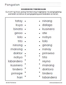 Kasarian ng Pangngalan Worksheets (Part 2) - Samut-samot