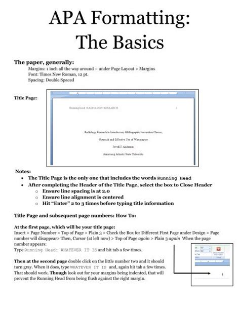 Apa Formatting The Basics