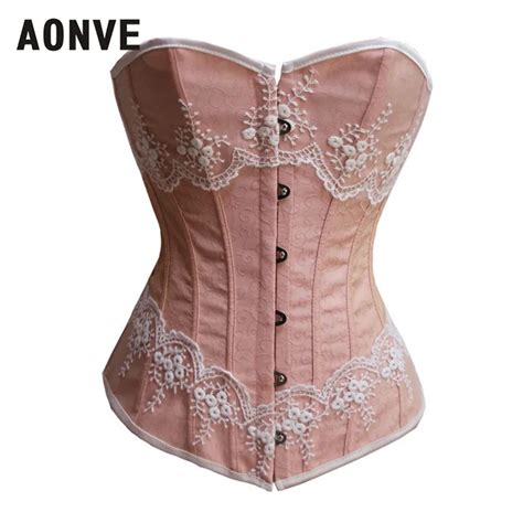 Aonve Body Shaper Waist Corset Pink Lingerie Cute Overbust Corsets And