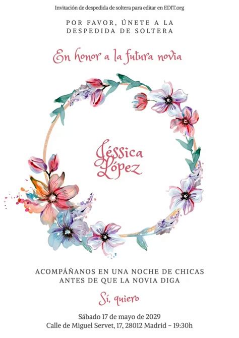 Diseña invitaciones para Despedida de Soltera gratis