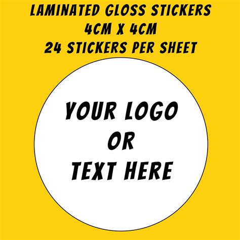 Round Gloss Stickers Laminated X Cm Etsy