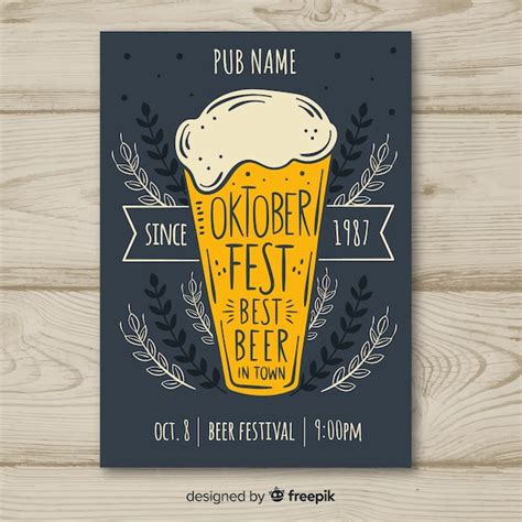 Free Vector Hand Drawn Oktoberfest Beer Flyer