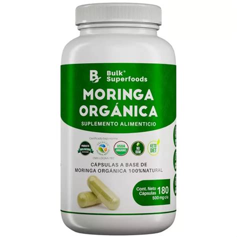 Suplemento en cápsulas Bulk Superfoods Capsulas Moringa Pura proteínas