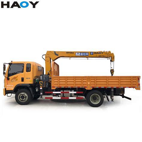 Ton Mini Crane Truck Mounted Straight Boom Hose Truck With Hydraulic