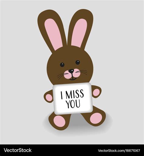 Pink Bunny With Message I Miss You Royalty Free Vector Image