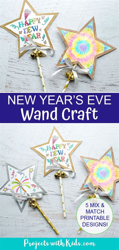 New Years Eve Wand Craft For Kids To Make With Paper And Gold Foil