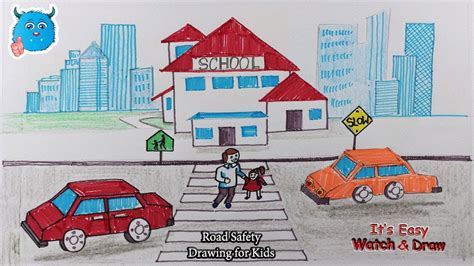 Road Safety Drawing For Class Greenway Cycling And Walking Projects