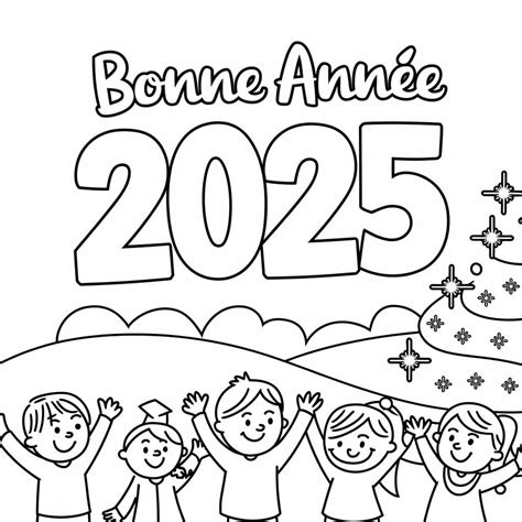 Coloriage Bonne Ann E Avec Des Enfants T L Charger Et Imprimer