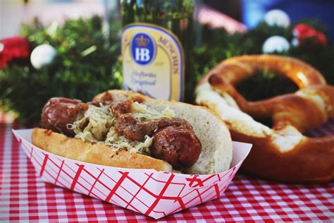 Original German Bratwurst with Sauerkraut and mustard is our visitor ...