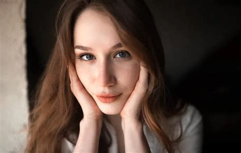 Wallpaper Girl Brown Hair Photo Blue Eyes Model Face Brunette Portrait For Mobile And