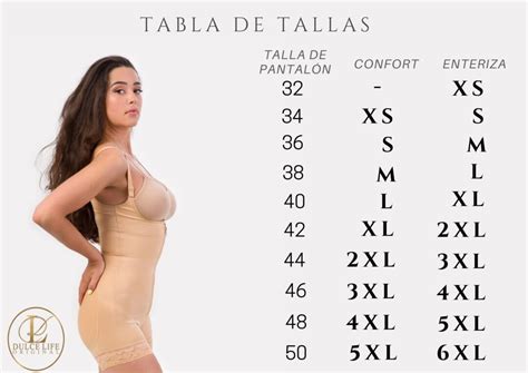 Tabla Tallas Faja Enteriza Dulcelife Original