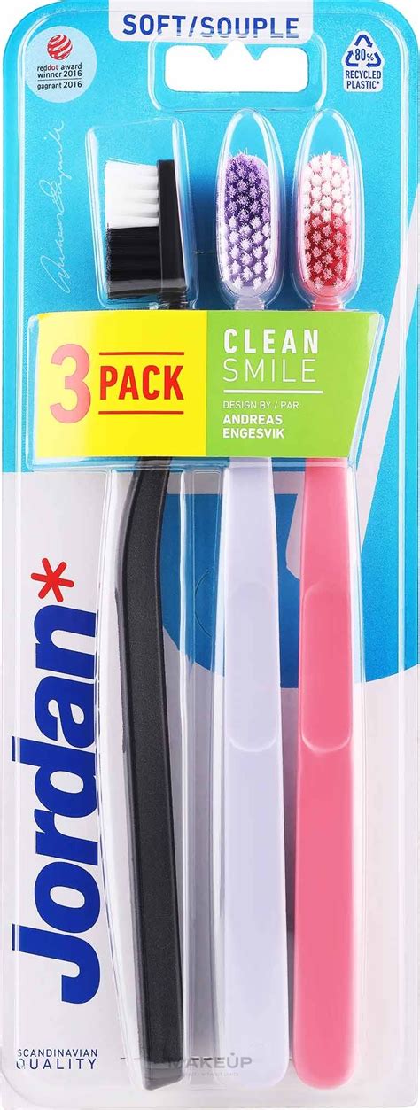 Jordan Clean Smile Soft Brosses à dents souple 3 pcs noir rose et