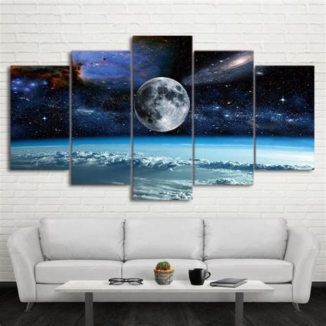 Space Universe Stars Earth Wall Art On Canvas Print Poster Wall Decor