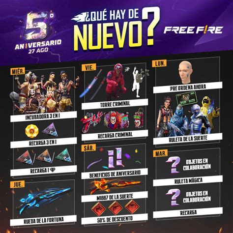 Agenda Semanal De Free Fire Del Al De Agosto Todos Los Nuevos