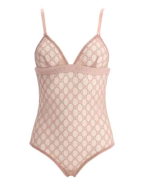 Gucci Gg Embroidered Sheer Tulle Lingerie Set For Women