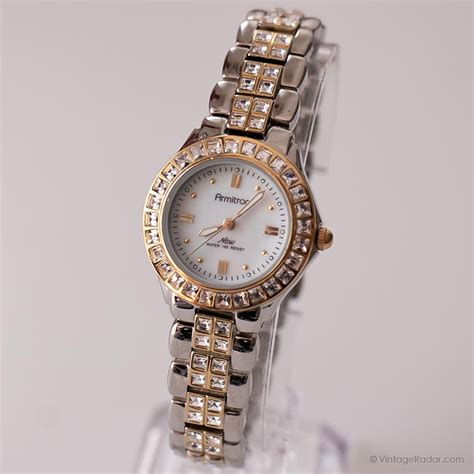 Vintage Two-tone Luxury Watch for Women | Armitron Crystal Dress Watch ...