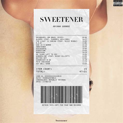 Ariana Grande Sweetener Album Receipt Etsy